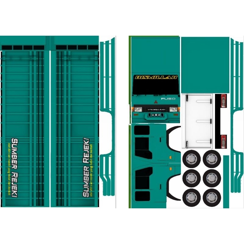 POLA STIKER MINIATUR TRUK PANJANG 55CM TRONTON/SETIKER TRUK MURAH COD