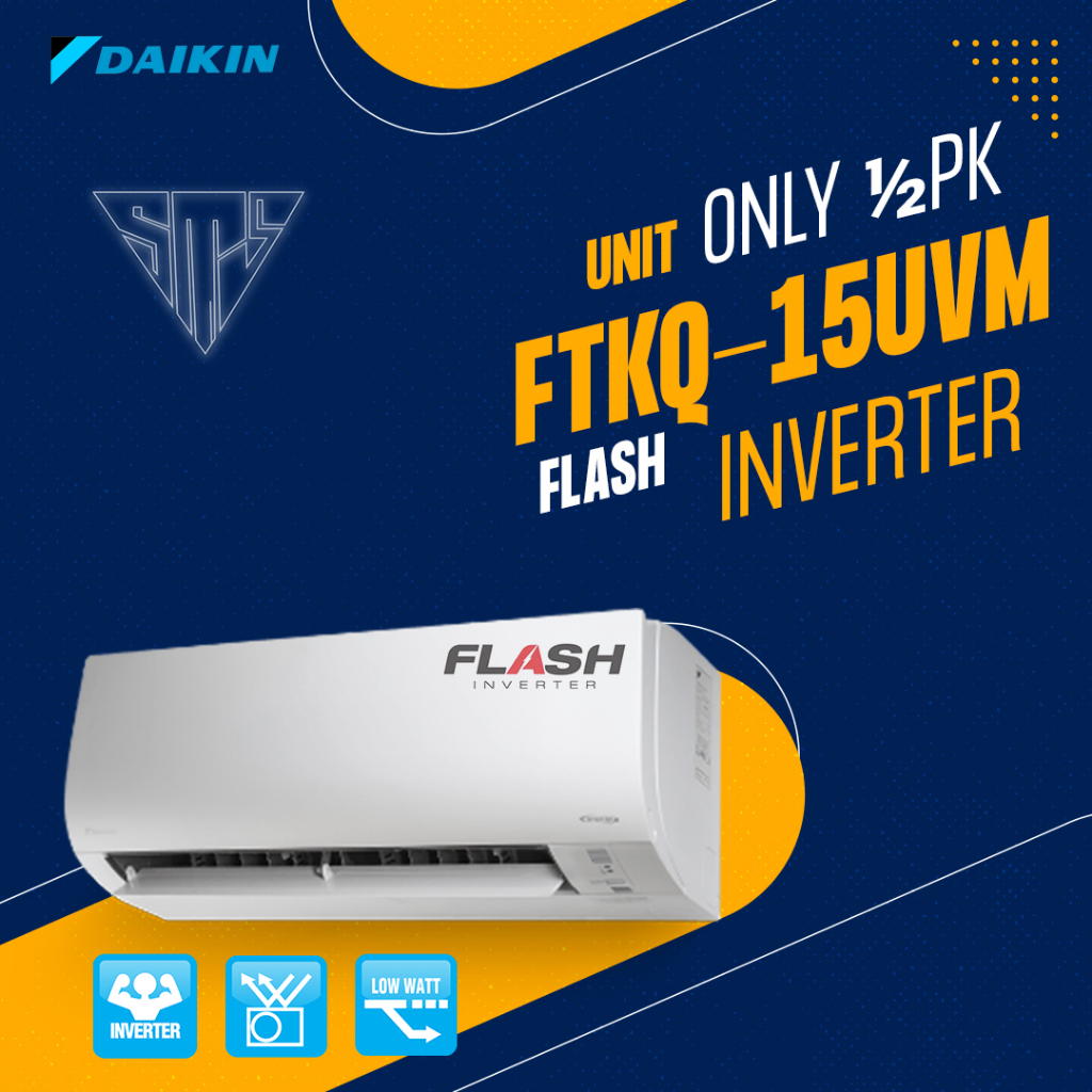 AC Daikin 1/2 PK Flash Inverter FTKQ15UVM4