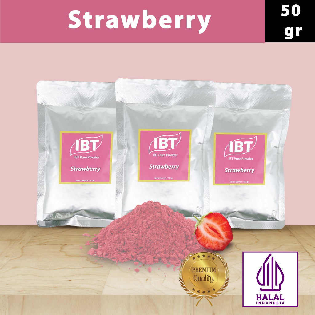 

Pure Strawberry Powder Essence Murni Bubuk Stroberi Import Makanan Kue 50 gr