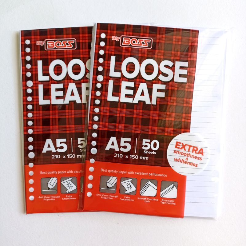 

Loose Leaf Big BOSS A5 Isi 50 | Kertas Binder A5