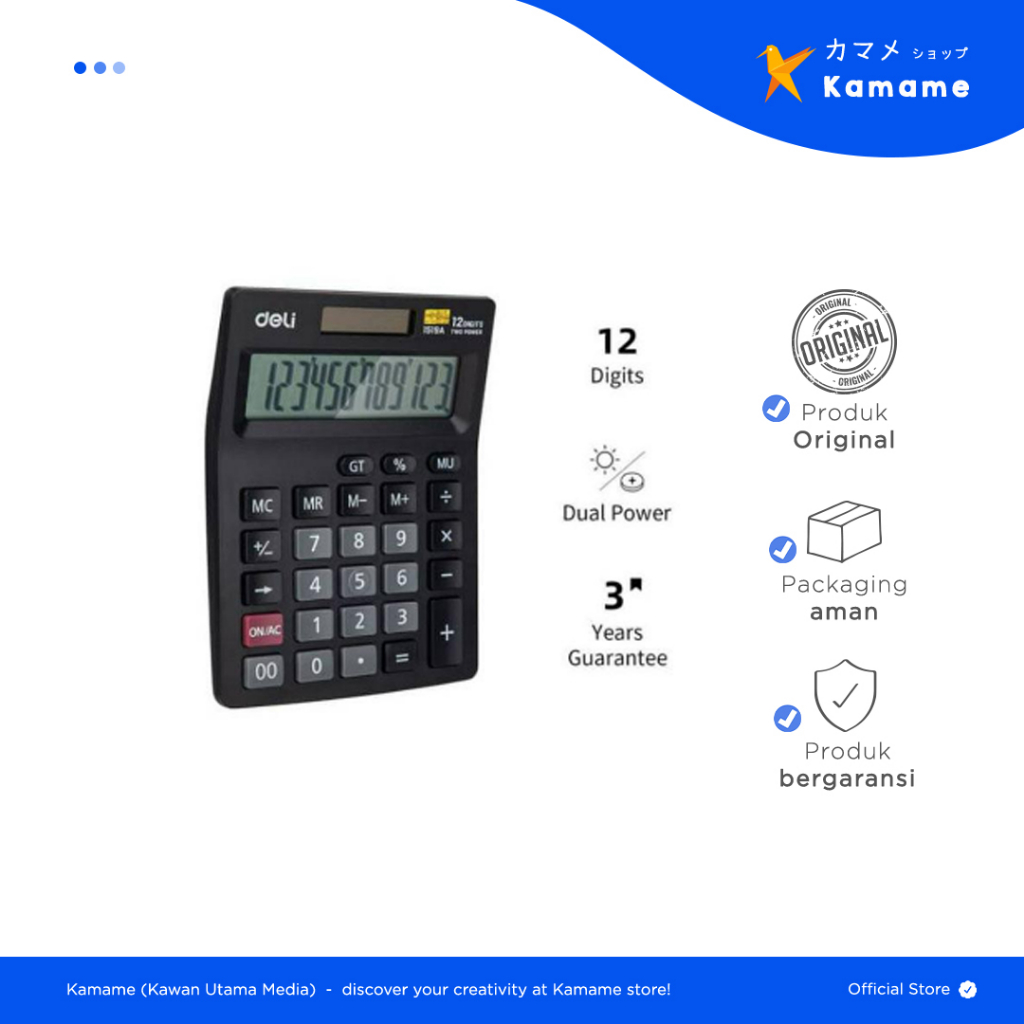 

Deli Desktop Calculator - Office Black 12 Digits 1519A - Kamame