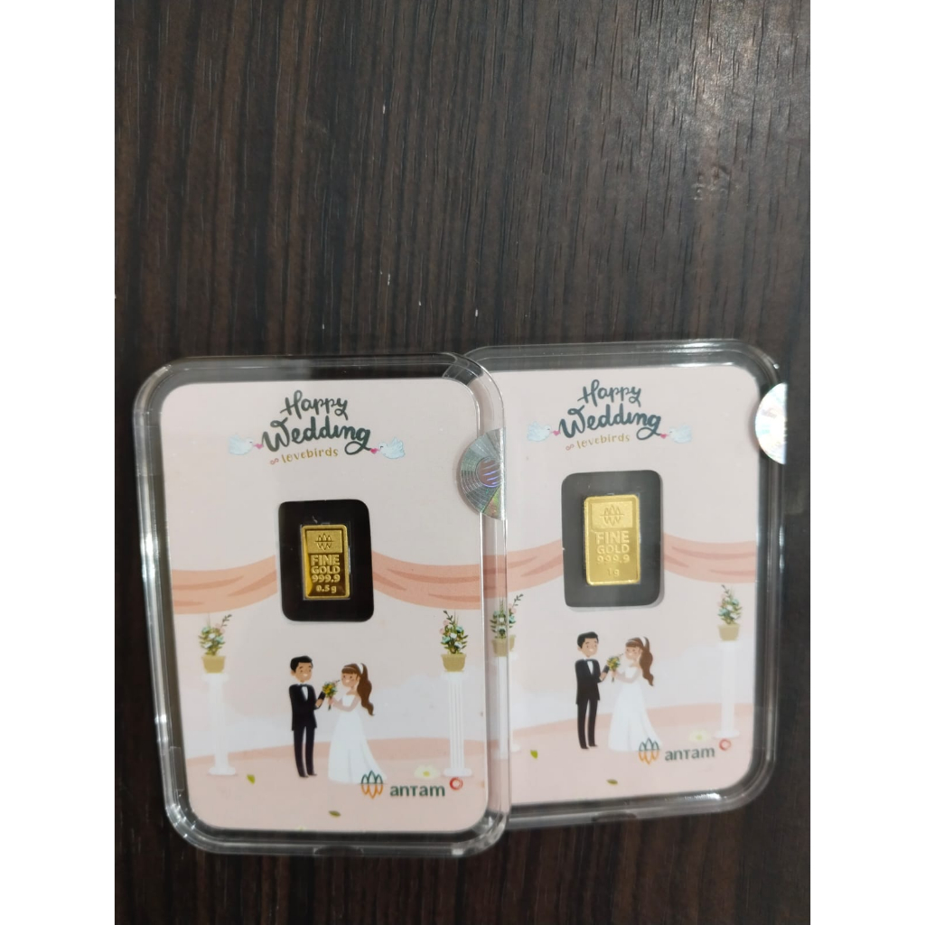 EMAS LOGAM MULIA HADIAH GIFT SERIES ANTAM HARTADINATA 9999 EMAS KITA WEDDING INTER 0.5 GRAM DAN 1 GR