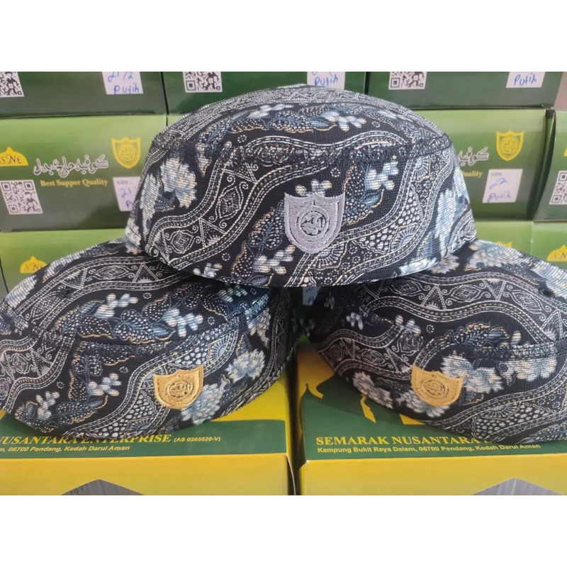 PECI/KOPIAH/SONGKOK MALAYSIA A7 PREMIUM MOTIF BATIK HITAM HJ ABDUL KAREEM ORIGINAL