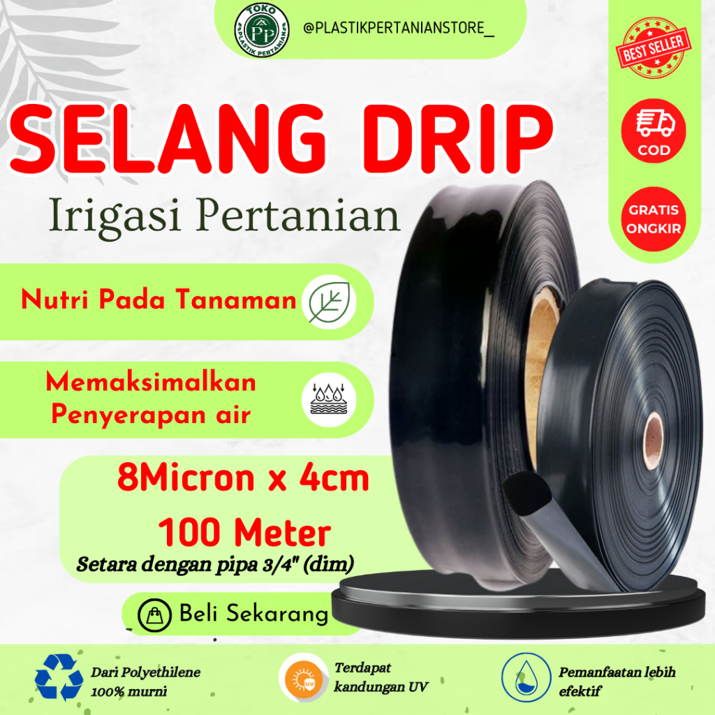 Selang Drip 8 Micron 4 cm 100 meter - Pipa 3/4 inch