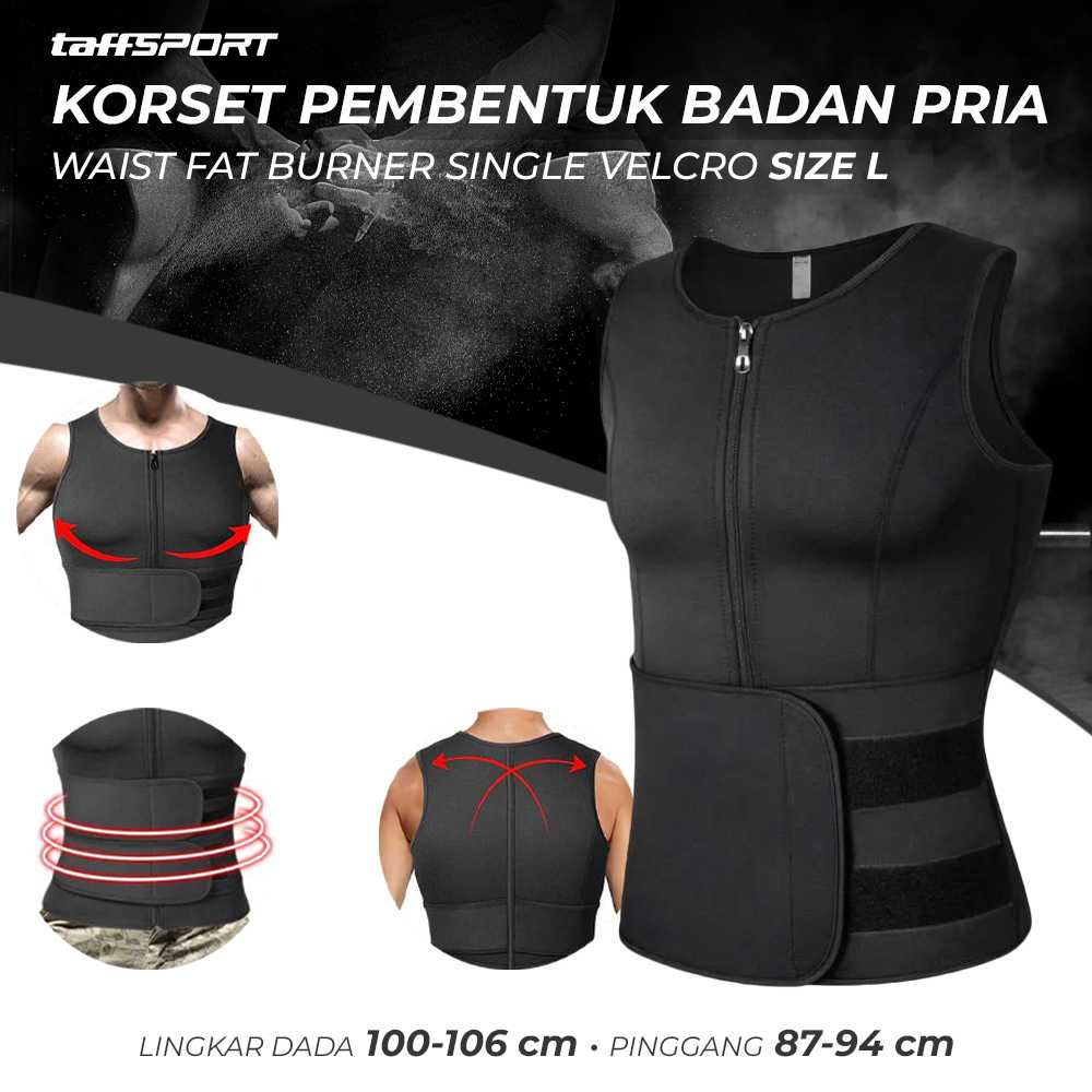 Sejakpagi TaffSPORT Korset Pembentuk Badan Pria Shaper Corset Vest Single Velcro