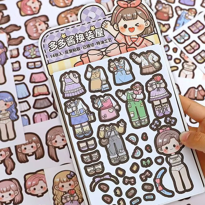 

1 Pack Stiker Karakter Ganti Pakaian Cantik Imut Aksesoris Bling Best Seller TLD109