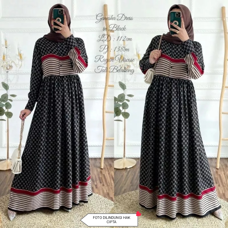 TERMURAH GAMIS EONI GANESHA DRESS // MOTIF GUCCI RAYON TERBARU TERLASRIS