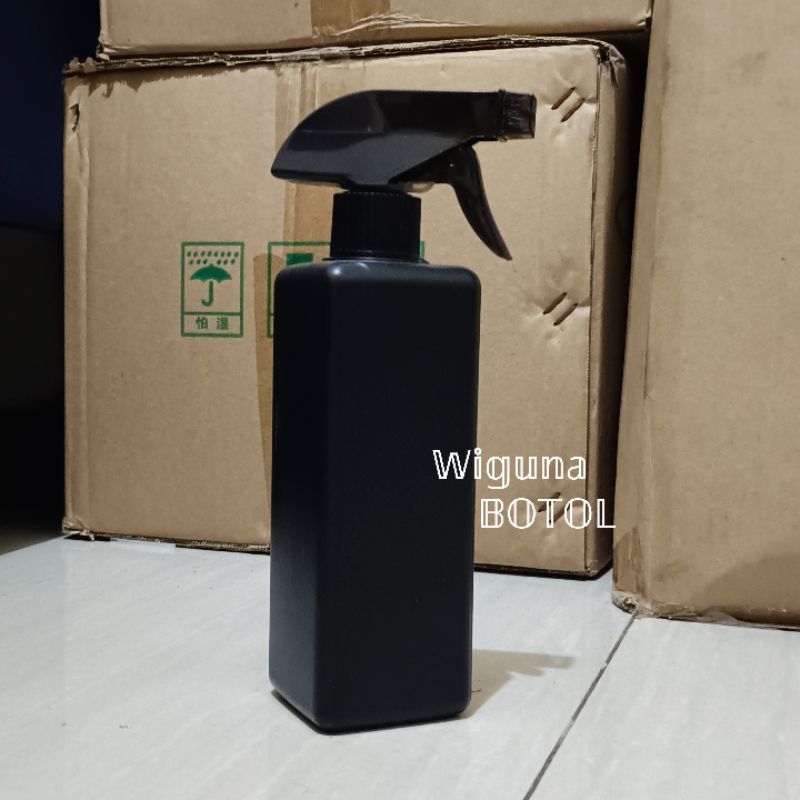 Botol Spray 500ml HDPE kotak / Botol HDPE 500ml Kotak Tutup Spray Triger Kispray Hitam