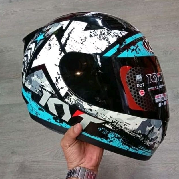 KYT R10 #03 BLACK AQUA BLUE helm ORIGINAL