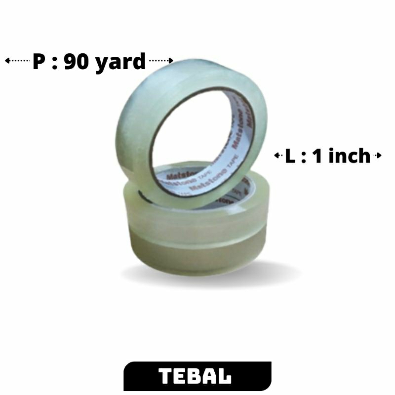 

1rol isolasi bening24mmx90yard/selotip 1inch x 90yardEKONOMIS