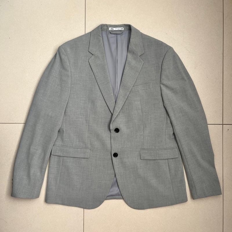 ZARA BLAZER SETELAN JAS STRUKTUR GREY 1 SET