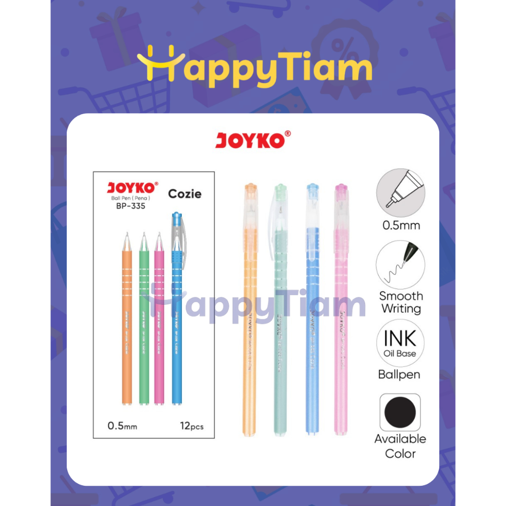 

BALL PEN JOYKO BP-335 COZIE 0.5 mm PULPEN PENA 1 BOX KOTAK 12 PCS
