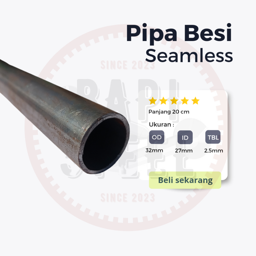 pipa besi seamless OD 32mm ID 27mm