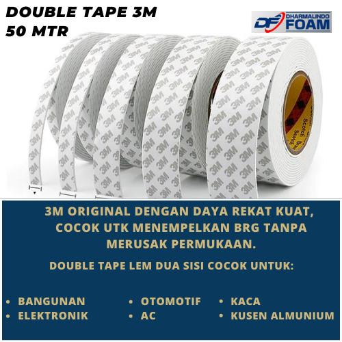 

Double Tape 3M 9075i Panjang 50 Mtr dengan lem dua sisi Double Tape Lem Dua sisi Original