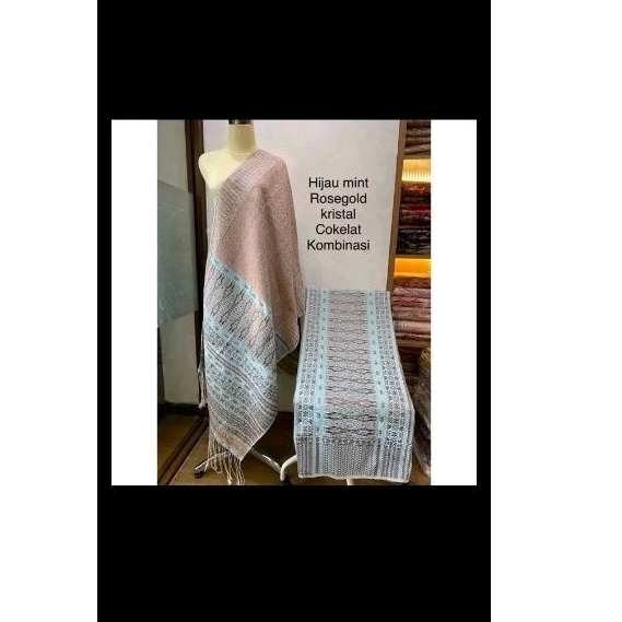 Songket Medan Tumtuman Rosegold Hijau Mint Kombinasi
