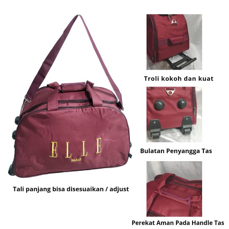 Tas Besar Premium Troli Pakaian Multifungsi  Travelbag Jumbo Trolly Koper Elle Paris