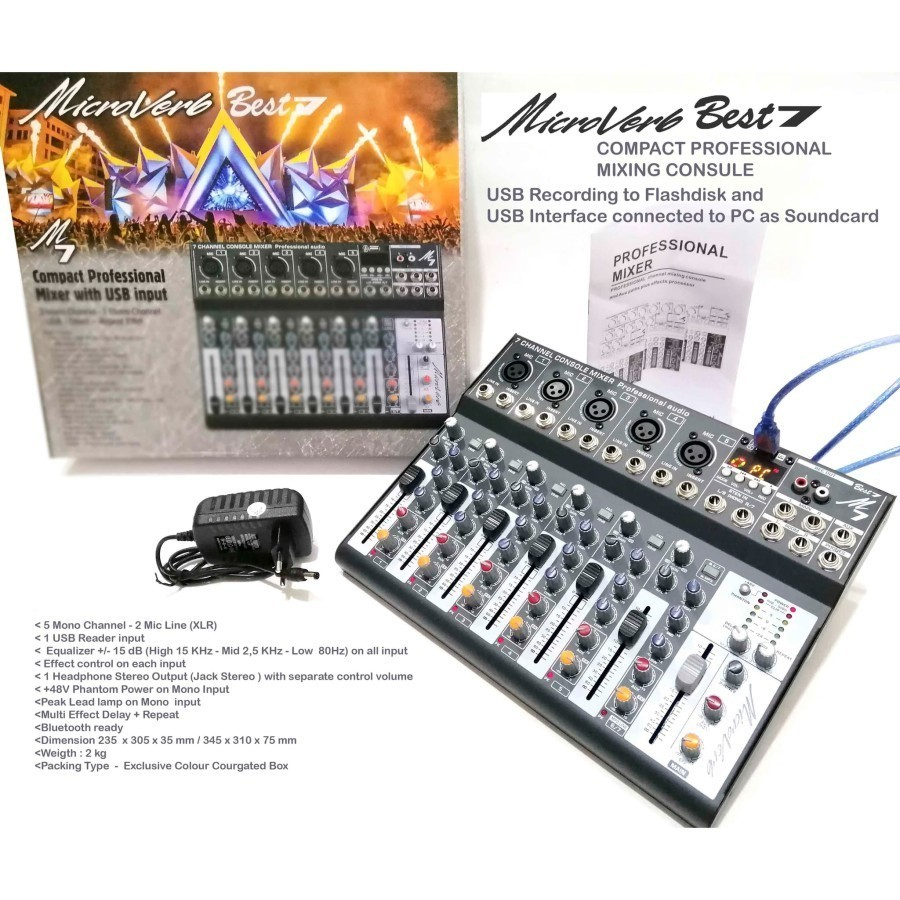 MIXER MICROVERB BEST7/BEST 7 USB-BLUETOOTH-RECORDING