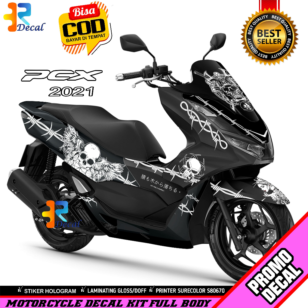 Decal Motor PCX 2021 Desain Skull Sticker Decal PCX 160 Full Body