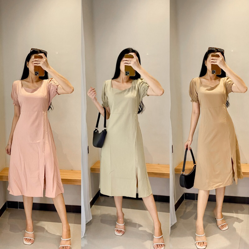 dress puffy lengan pendek formal