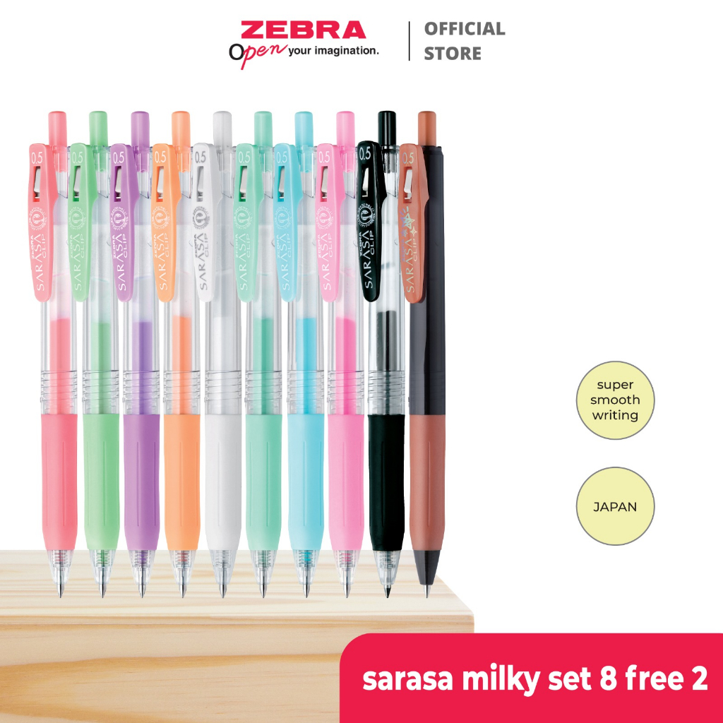

pulpen Zebra Sarasa Milky 05 pulpen gel Isi 8 Free 2