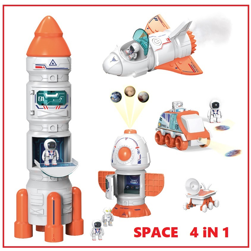 MODE 3IN1 - EDUKASI MAINAN ANAK DIY ROKET ASTRONOT PESAWAT STATION LUAR ANGKASA SATELIT GAME SPACE W
