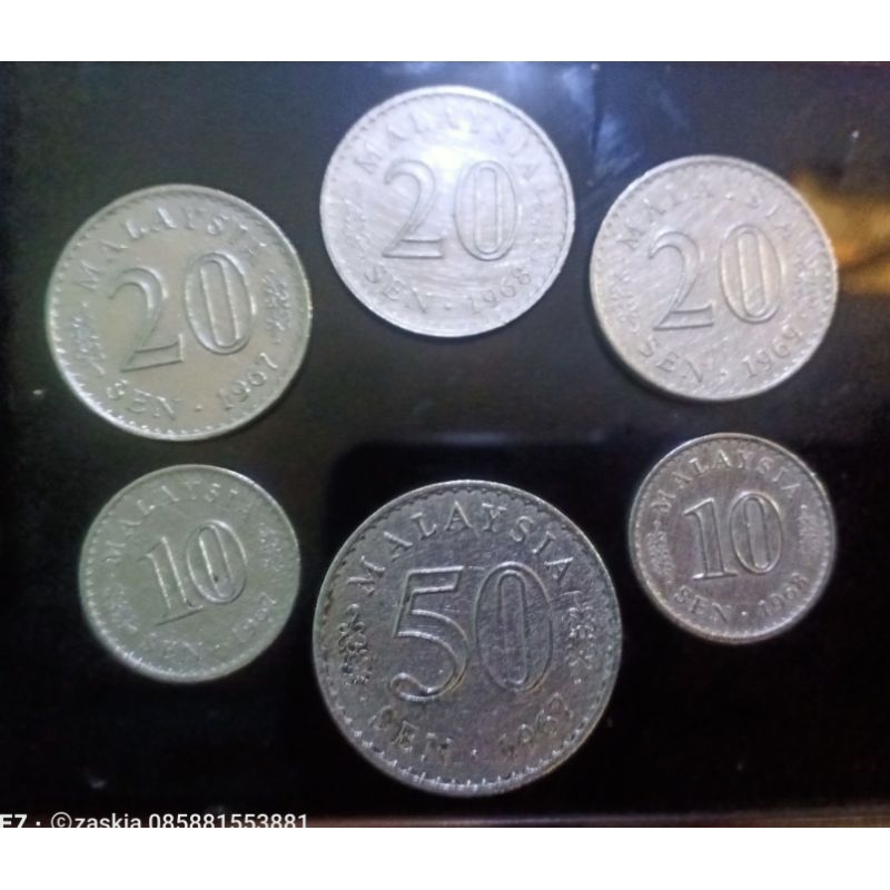 Malaysia set koin langka 10 sen 20 sen 50 sen malaysia tahun 1967 / 1968 / 1969