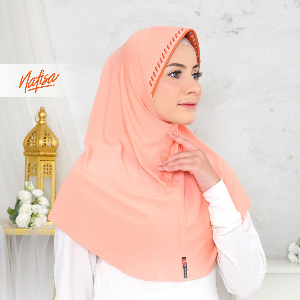 Hijab Instan Standard - Nafisa Minang Bordir - Jilbab Instan Bordir Polos