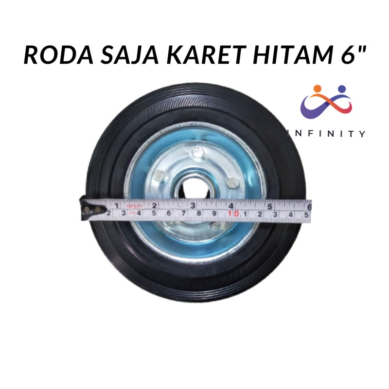 Roda Karet Hitam 6" Inch 16 cm Roda Saja PU Trolley Ban Mati Etalase Meja Gerobak Troli Wheel Only 1