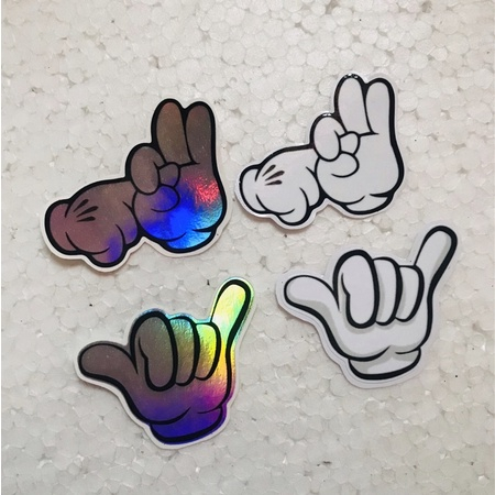 0587 Stiker Tangan Ritrama dan Hologram Cutting Laminasi Glossy
