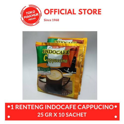 

1 RENCENG INDOCAFE CAPPUCCINO COFFEE 25GR ISI 10 SACHET