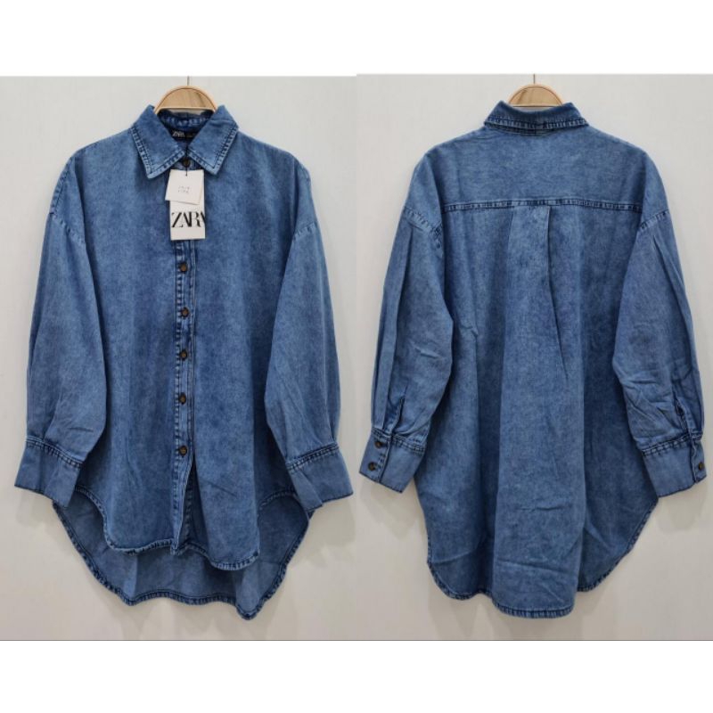 Zara denim | kemeja jeans | kemeja jeans wanita | kemeja denim | atasan denim | kemeja terbaru | ata