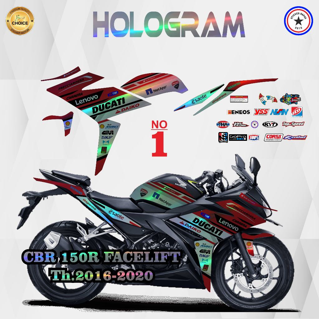 HOLOGRAM Striping Sticker CBR 150 R Facelift 2016 - 2020 Variasi Ducati