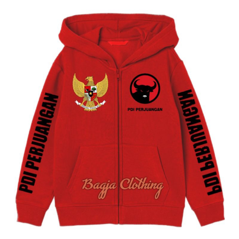 Hoodie zipper anak laki perempuan PDI perjuangan