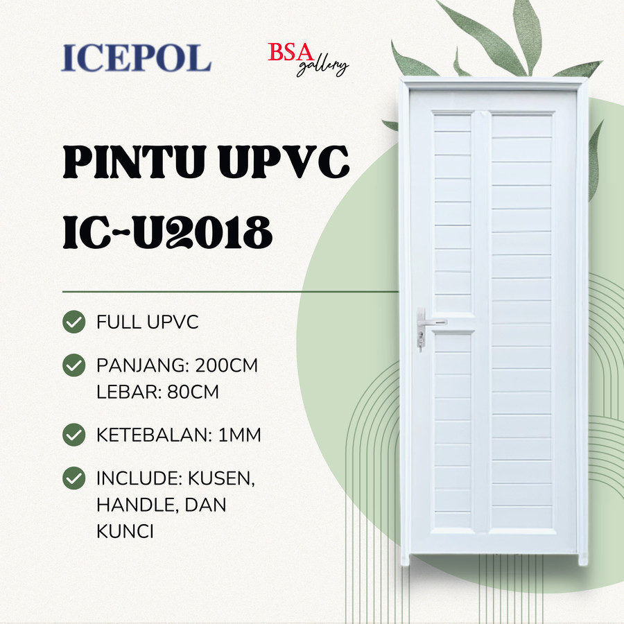 PINTU FULL UPVC 200X80 KAMAR MANDI / PINTU KAMAR + ENGSEL / UPVC DOOR