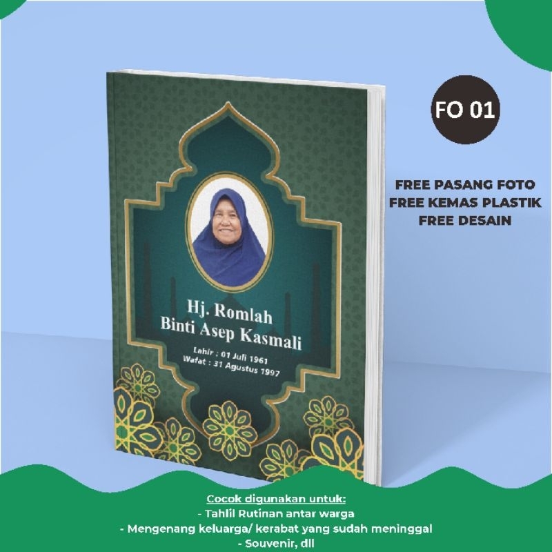 

CETAK BUKU YASIN TERLARIS HARGA GROSIR isian TEKS ARAB & LATIN TERJEMAHAN GRATIS PASANG FOTO Almarhum/Almarhumah by benangmerah.art