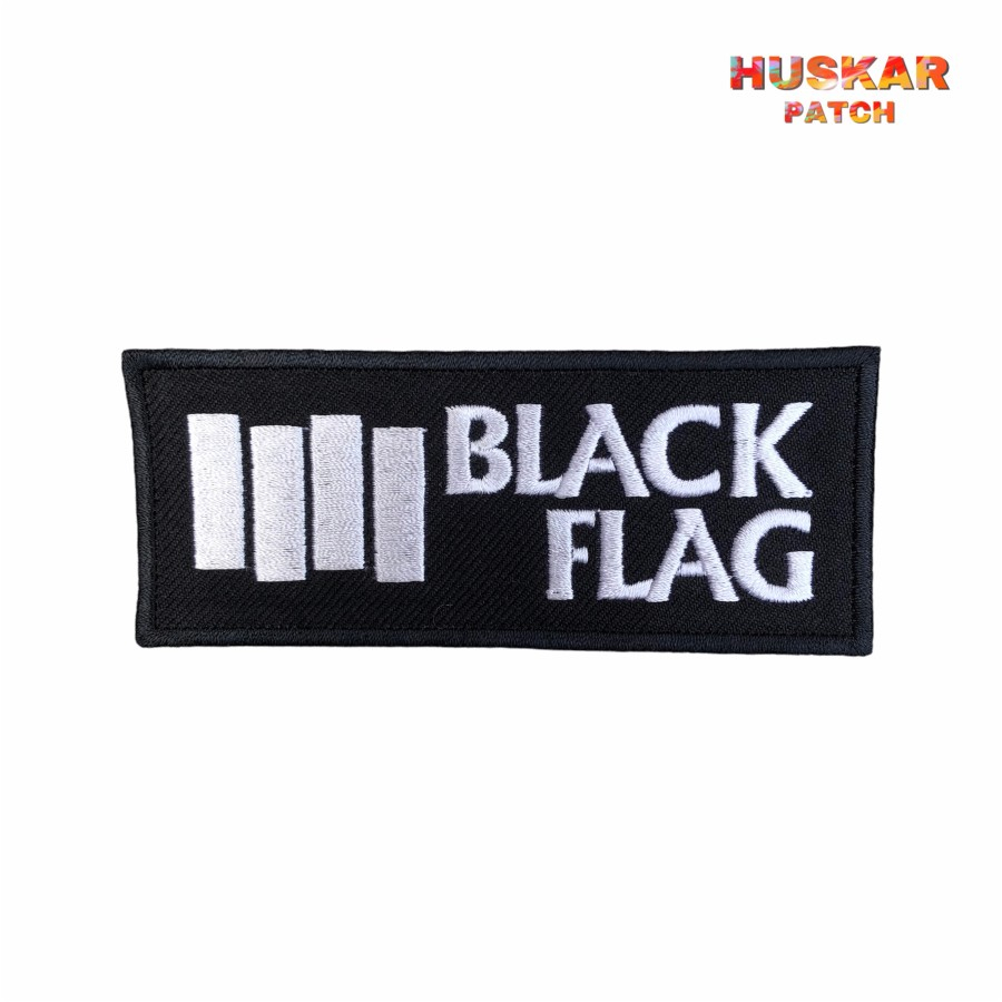 PATCH BORDIR / EMBLEM BORDIR JAHIT BLACK FLAG BLACK AKSESORIS EMBLEM JAHIT MUSIK BAND METAL