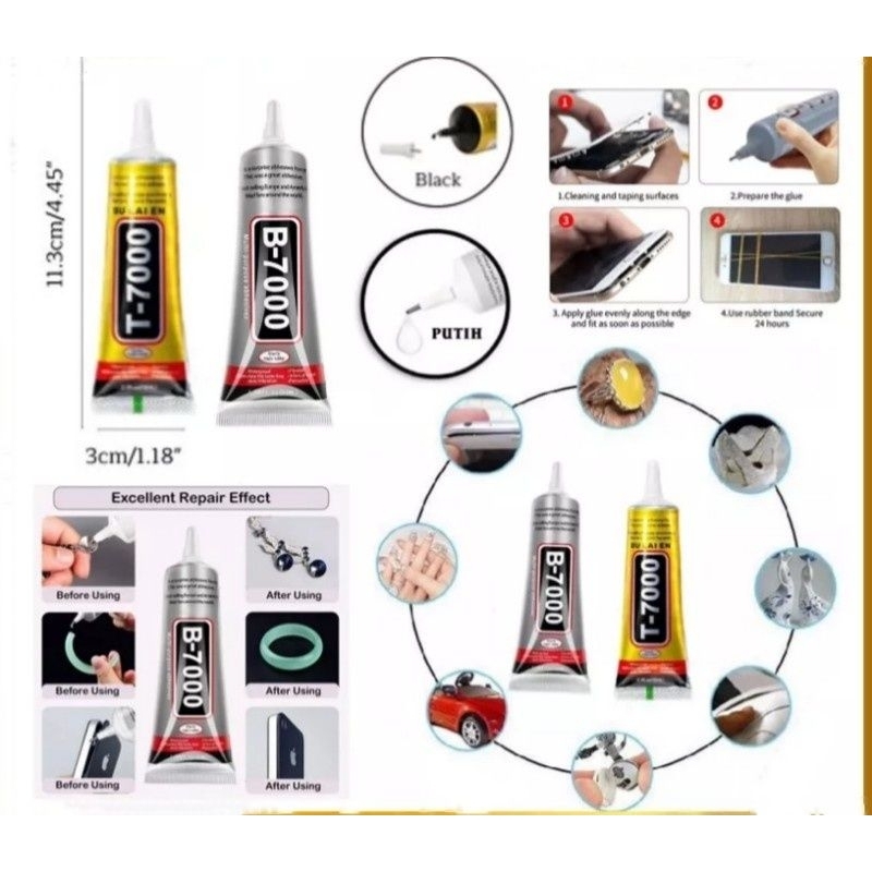 

MN - Lem Layar Hp T-7000(Hitam) B-7000(Transparan) 15ML / Lem Multifungsi LCD Perekat Perhiasan T-7000(Hitam) B-7000(Bening) 15Ml