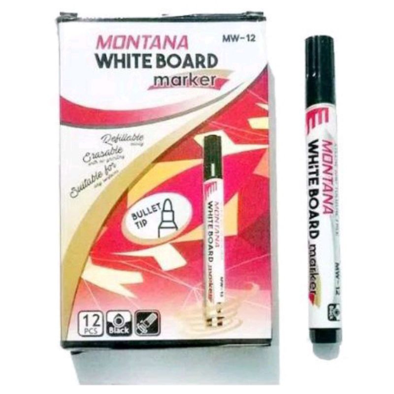 

(12pcs) SPIDOL MONTANA WHITE BOARD |SPIDOL MARKER |SPIDOL HITAM PEKAT