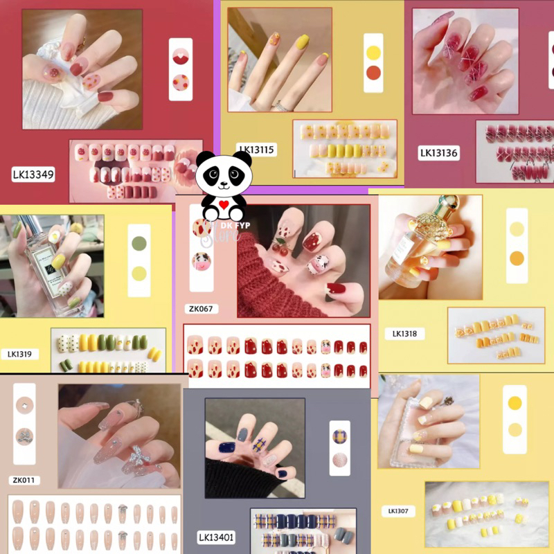 [✅ bisa COD] [✅ Gratis LEM dan KIKIR ] (DK0115) 24pcs/set Kuku Palsu Pendek Panjang Imitasi Nail Tip