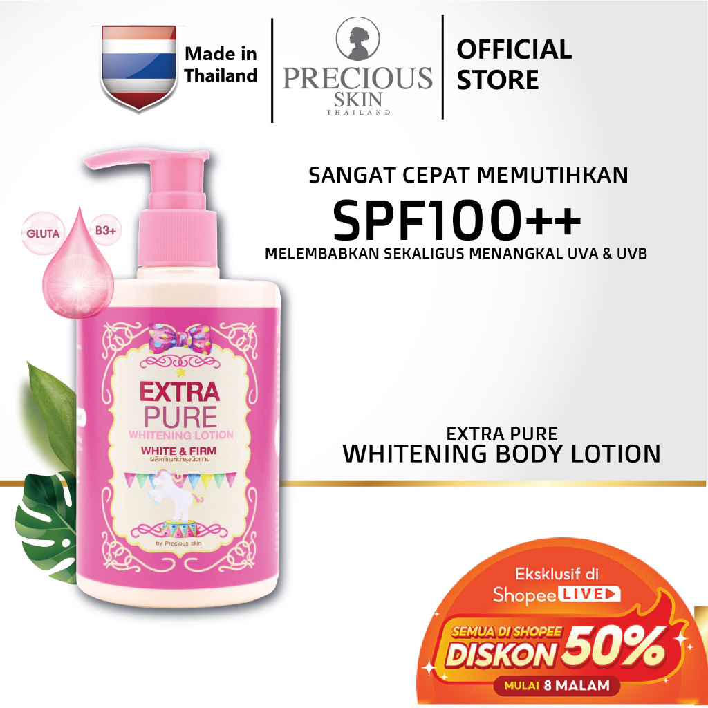 Precious Skin Thailand Extra Pure  SPF100 PA++ Whitening Handbody / Lotion / Pemutih Badan 300ml