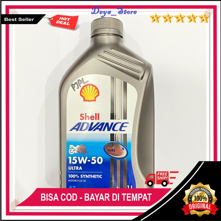 Oli Motor Shell Advance Ultra 1 Liter Original Oli shell Advance Full Sintetis 4 Tak 15w-50 Di Jamin