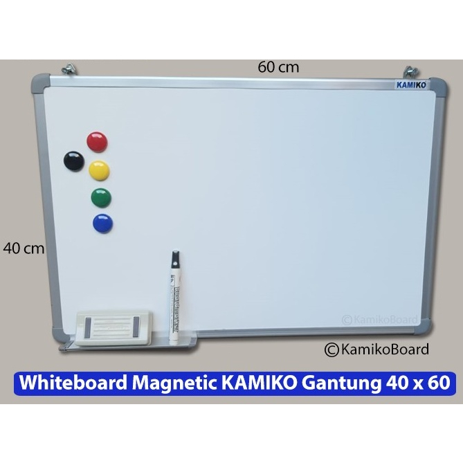 

Whiteboard Kamiko 40 x 60 cm Gantung - Spidol Hitam - Magnet - Hapusan