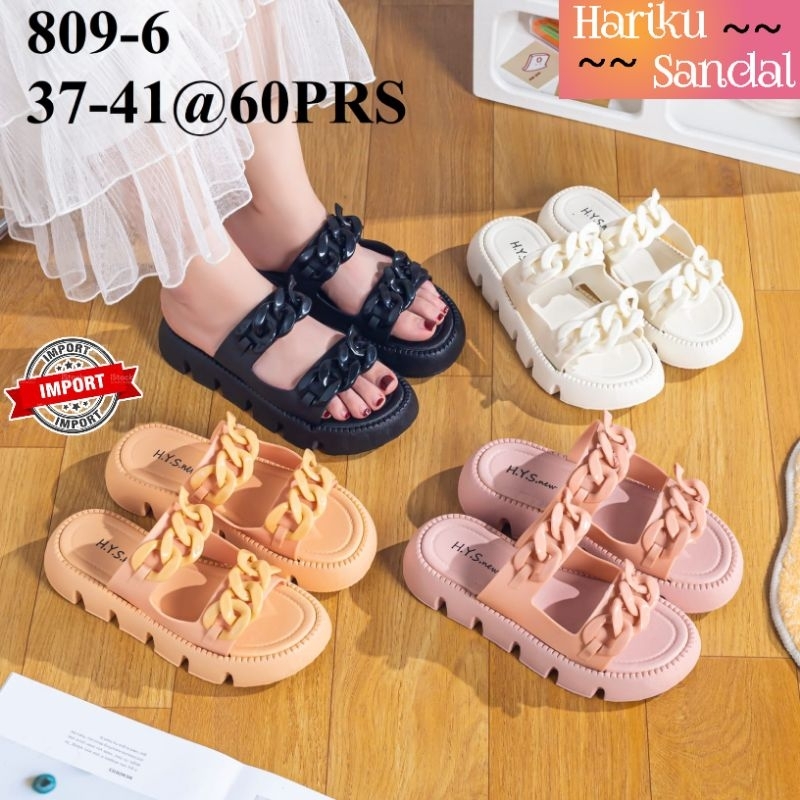 Sandal Wanita Ban 2 Rantai Trendi Hits 809-6