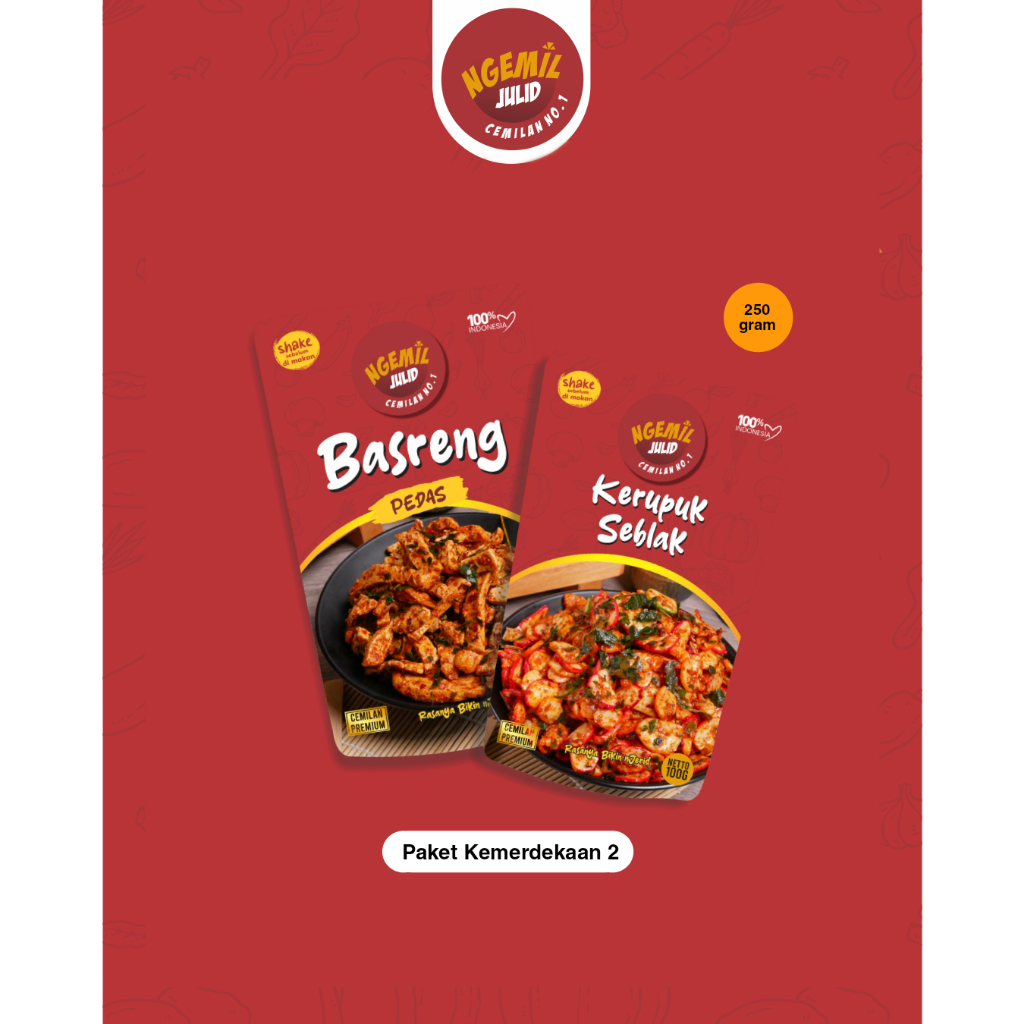 

PAKET KEMERDEKAAN 2 | BASRENG PEDAS | KERUPUK SEBLAK | FREE 1 SNACK 100 GRAM