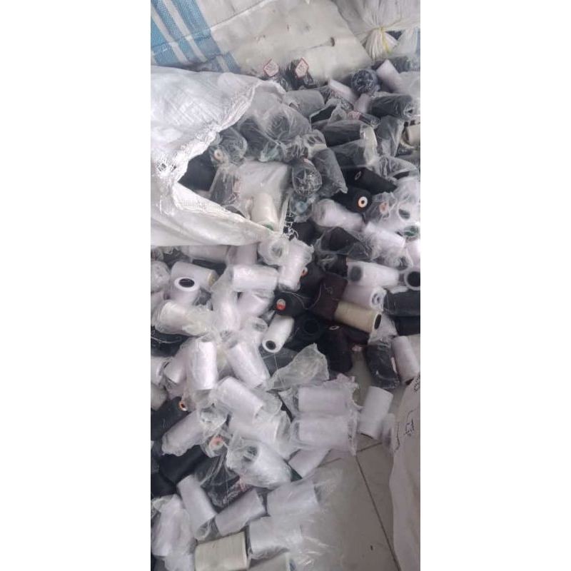 Benang jahit garmen grade A B 40/2 kiloan hitam putih warna