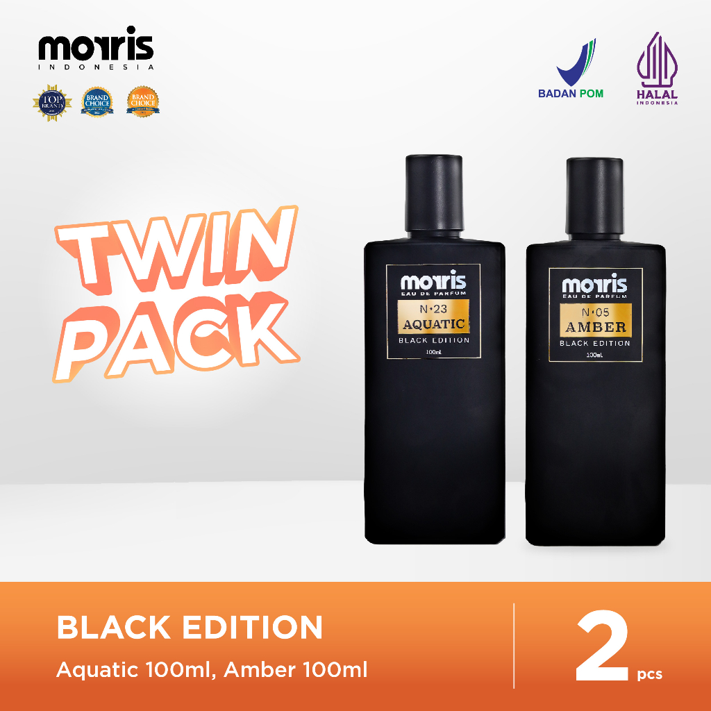 Morris Black Edition Parfum Pria 100 ml - Aquatic X Amber