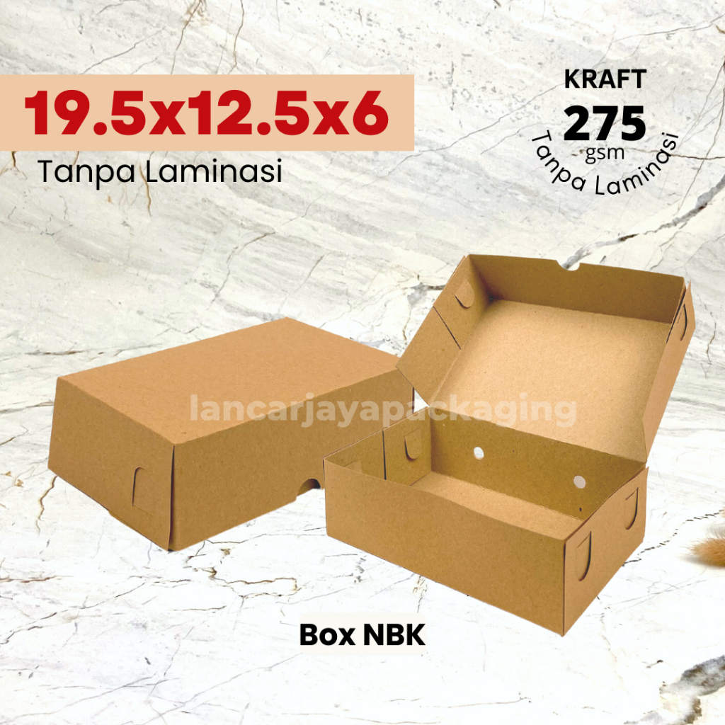 Dus NBK NX Kotak Nasi Kemasan Kue Snack Kraft 19.5x12.5x6 / 22x14x6.5 cm