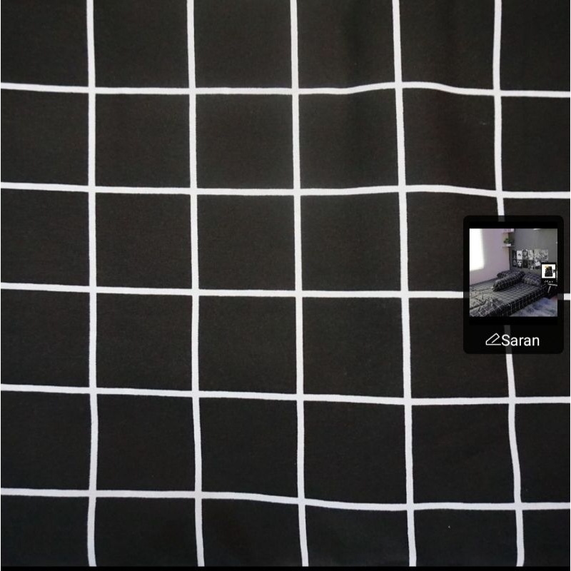 promo puncak set seprai sarbal sargul motif kotak hitam seprai motif kotak abu/ promo seprai ukuran 