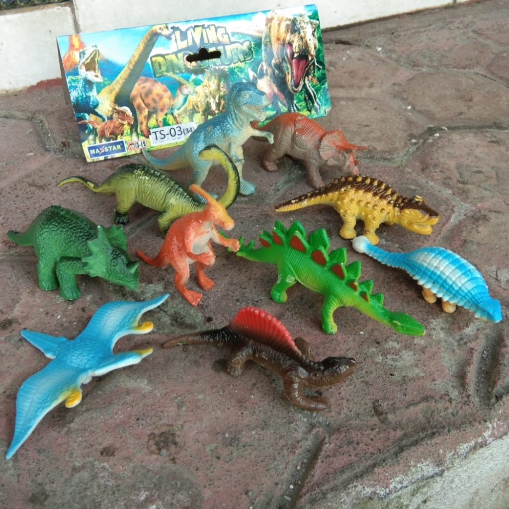 Mainan Anak Hewan TS 03 DINOSAURUS Karet Isi 10 Pcs Murah | Mainan Binatang Karet Dino Kemasan Kanto