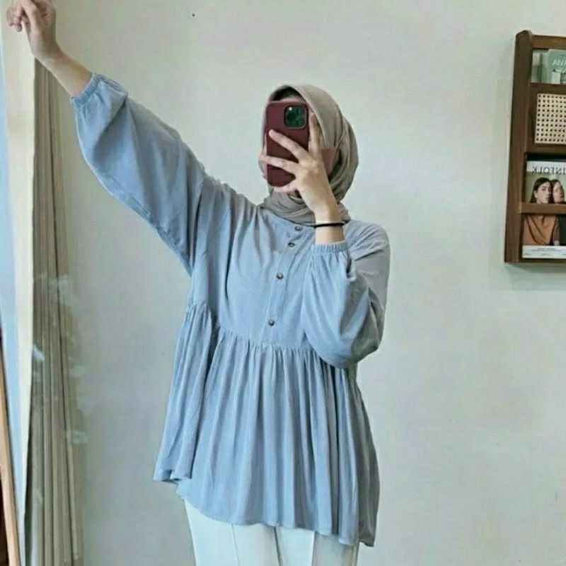 Rania blouse-blouse ckrinkle-atasan crinkle-blouse wanita masa kini-blouse remaja crinkle